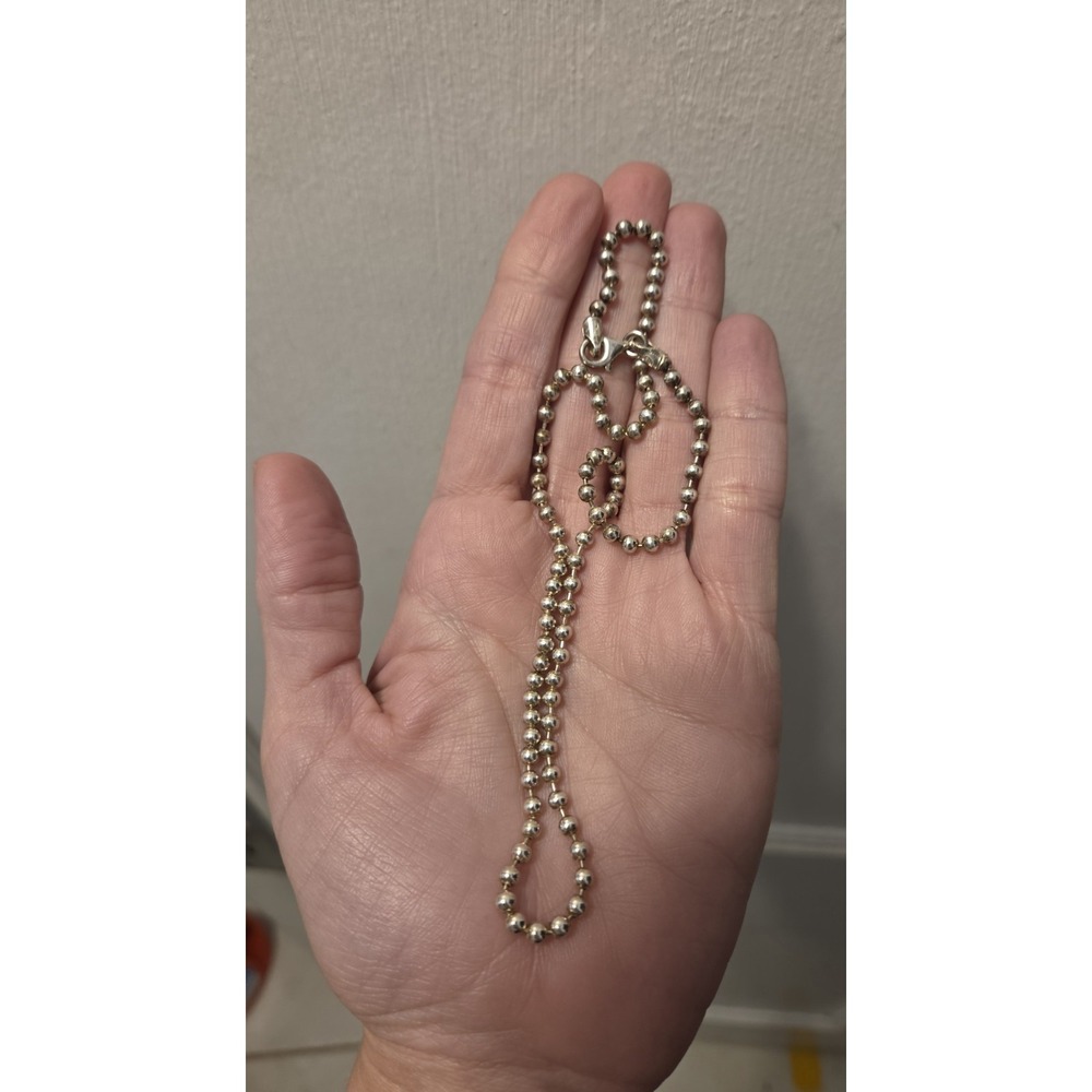 Sterling Silver .925 Italy. Ball And Chain Necklace. 18 Inches - Picture 7 of 8